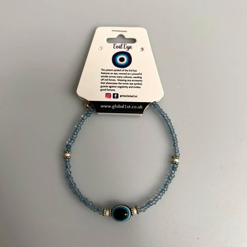 VIE Evil Eye Bracelet, White Beads