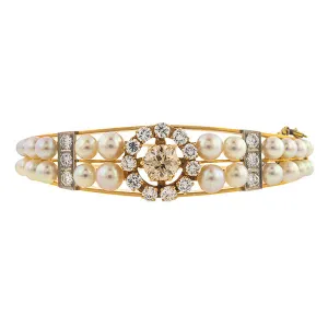 Vintage Diamond & Pearl Bracelet