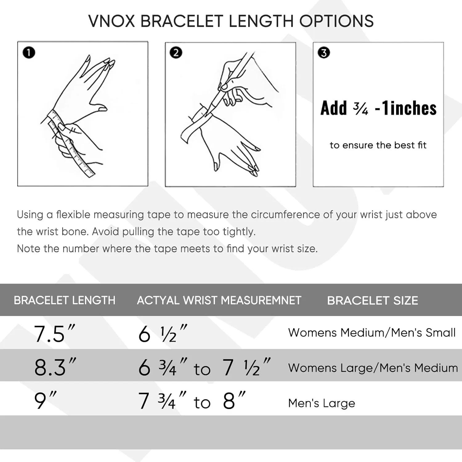 VNOX 5/7 Pcs Chain Bracelet for Men Women - Sturdy Stainless Steel Curb Width Cuban Link Chain Bracelet Set for Men Women,6.5/7/7.4/8.2/9 Inches