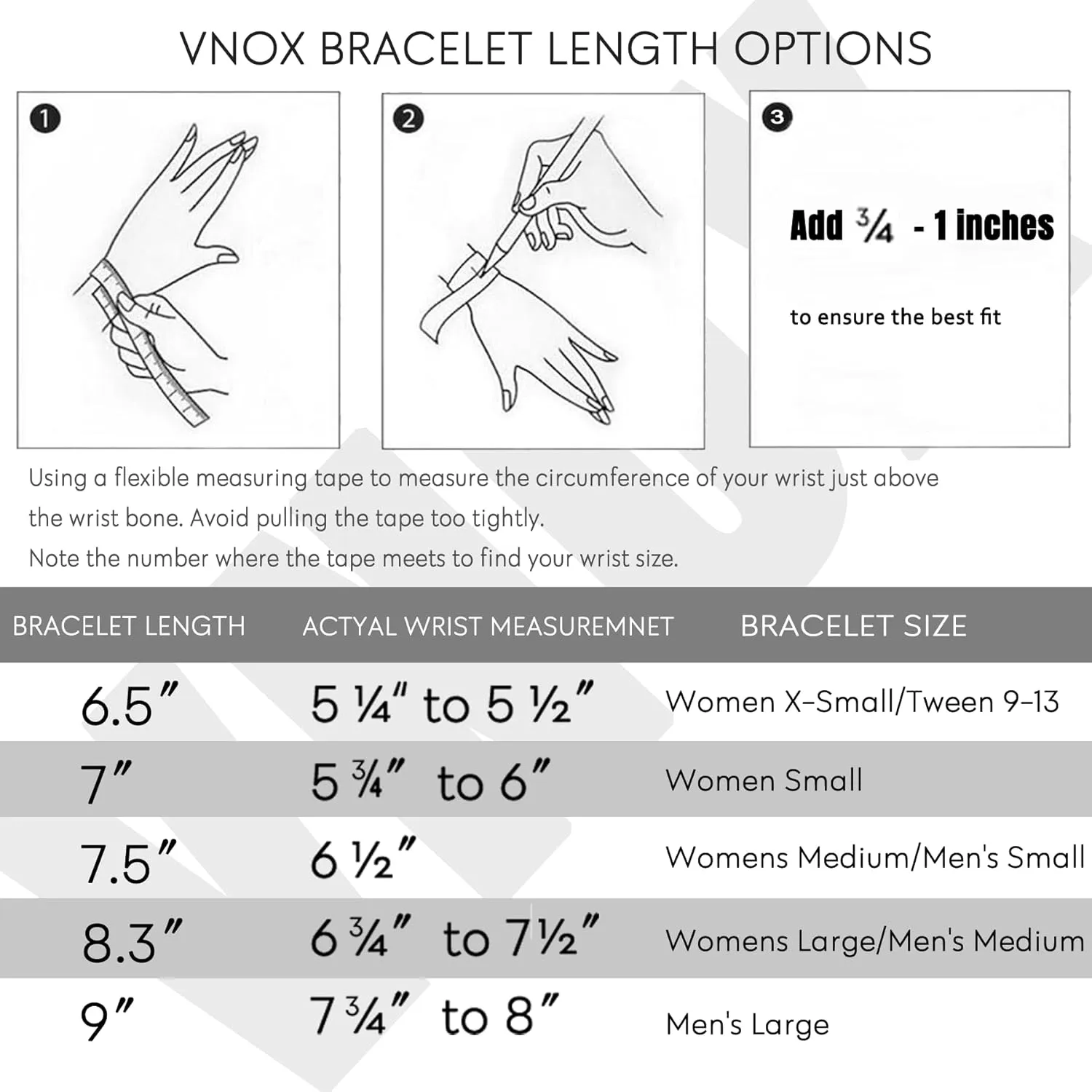 VNOX 5/7 Pcs Chain Bracelet for Men Women - Sturdy Stainless Steel Curb Width Cuban Link Chain Bracelet Set for Men Women,6.5/7/7.4/8.2/9 Inches
