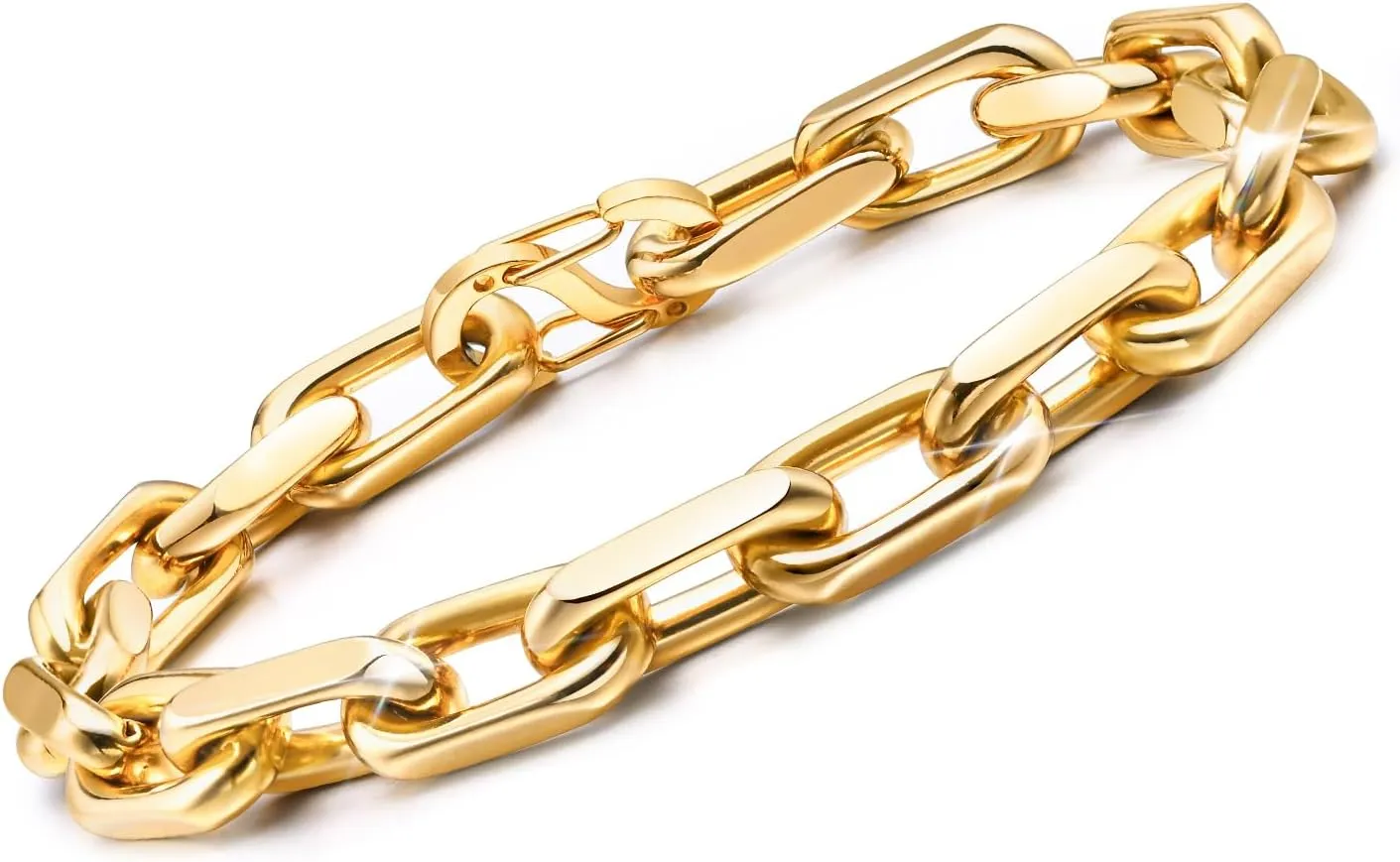 VNOX Link Chain Bracelets for Men - Cool Mens Bracelets Diamond-Cut Paperclip Solid Chain Bracelet Chunky Stainless Steel Jewelry Trendy Gifts