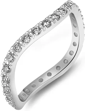 Wave Ring Sterling Silver for Women, Stackable Rings for Women Cubic Zirconia Stacking Rings Jewelry Anniversary Birthday for Her