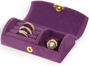 WAYUTO Mini Velvet Jewelry Box Travel Jewelry Case Jewelry Ring Display Box Necklace Storage Case Jewelry Storage Organizer for Women Girls Purple