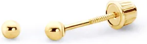 Wellingsale 14K Yellow Gold Polished 2mm - 6mm Ball Stud Earrings With Screw Back