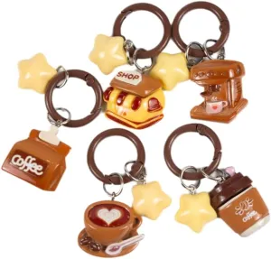 WGF 5 Pcs Cute Keychains Keychain Dining Tableware Resin Key Rings Key chain Gift for Boys Girls Kids (Dessert)