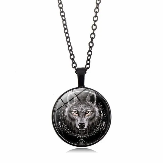 Wolf Glass Pendant Necklace