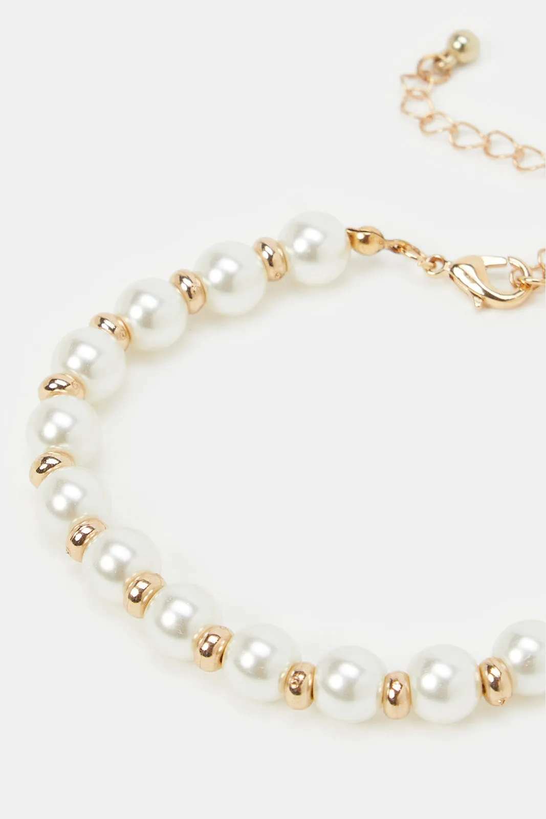 Women Gold Pearls Bracelet Set (Pack of 2)