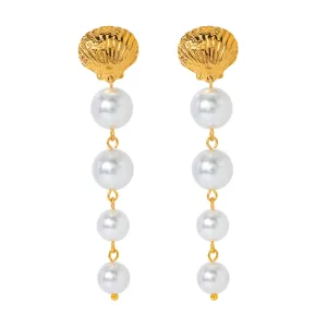 Women Long Tassel Freshwater Pearl Stud Earrings Gold Plated Earrings S925 Hypoallergenic Jewelry Birthday Gift Valentine Gift for Her