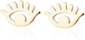 Women Minimalist Rose Gold Silver Evil Eyes Stud Earrings High Polished Stainless Steel Unisex Jewelry