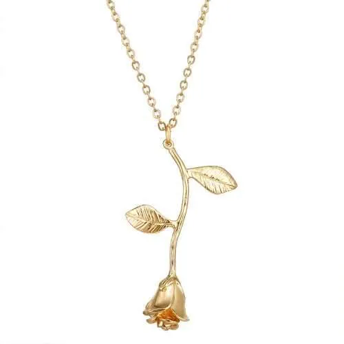 Women's Rose Flower Pendant Necklace Valentine's Day Gift