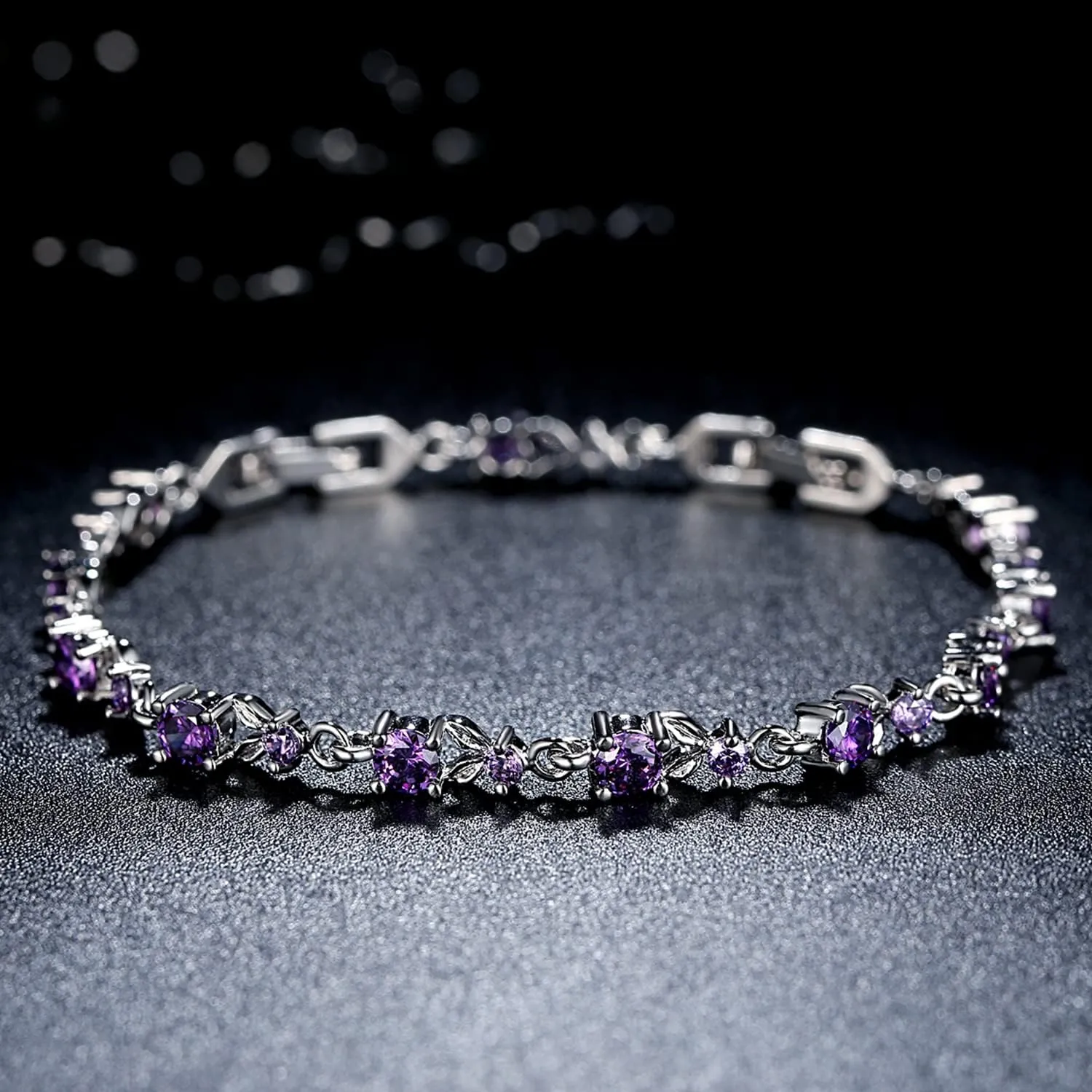 WOSTU White Gold Plated 3mm CZ Classic Tennis Wedding Bracelets for Brides Cubic Zirconia| White Gold Bracelets for Women | Size 6.5-8 Inch