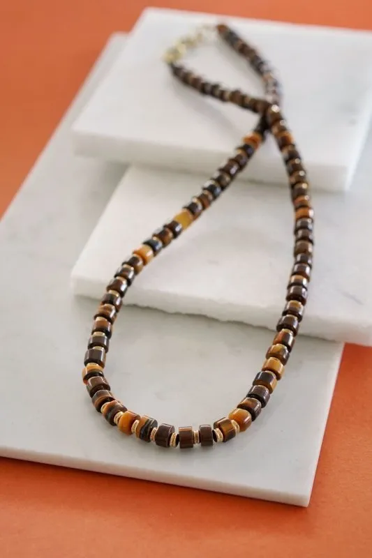 Xander Kostroma - Men's Tiger's Eye Bead Necklace - Ideal for Daily Wear - Enhances Protection and Mental Clarity - Handcrafted Unique Jewelry - 45cm Length - Perfect Gift for Good Luck and Style