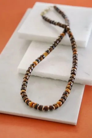 Xander Kostroma - Men's Tiger's Eye Bead Necklace - Ideal for Daily Wear - Enhances Protection and Mental Clarity - Handcrafted Unique Jewelry - 45cm Length - Perfect Gift for Good Luck and Style