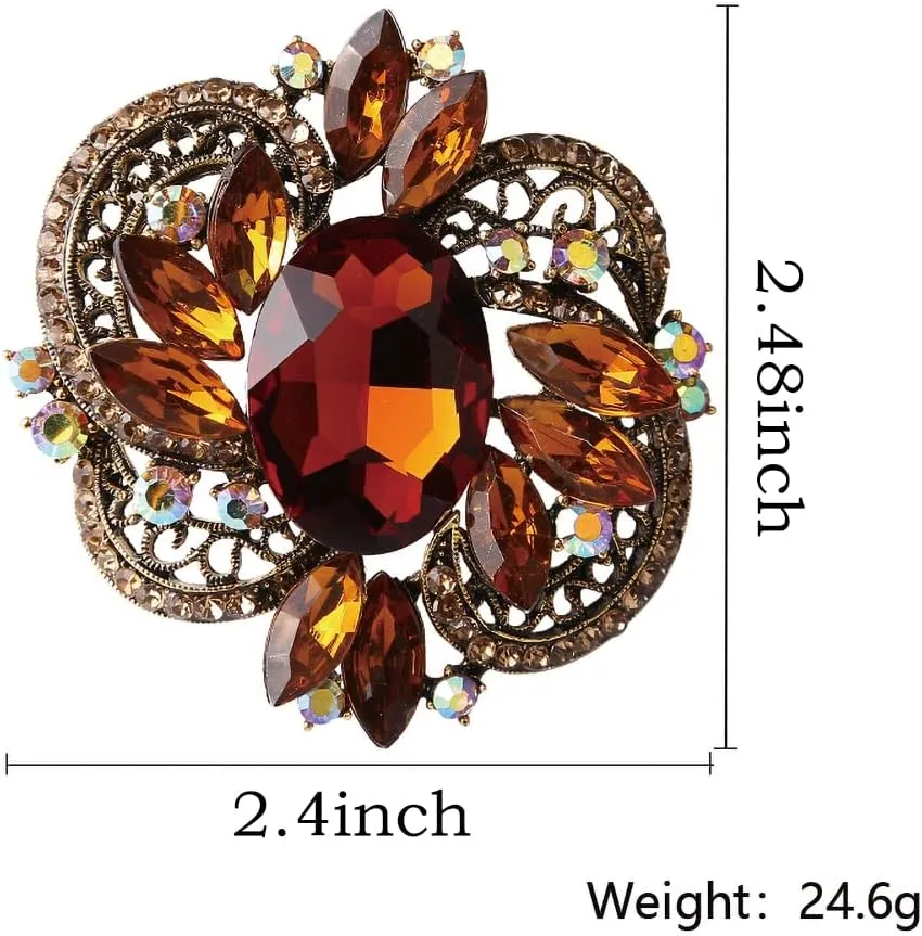 XGALBLA Flower Crystal Rhinestone Statement Brooch Pin Personality Dress Jewelry Accessory for Women