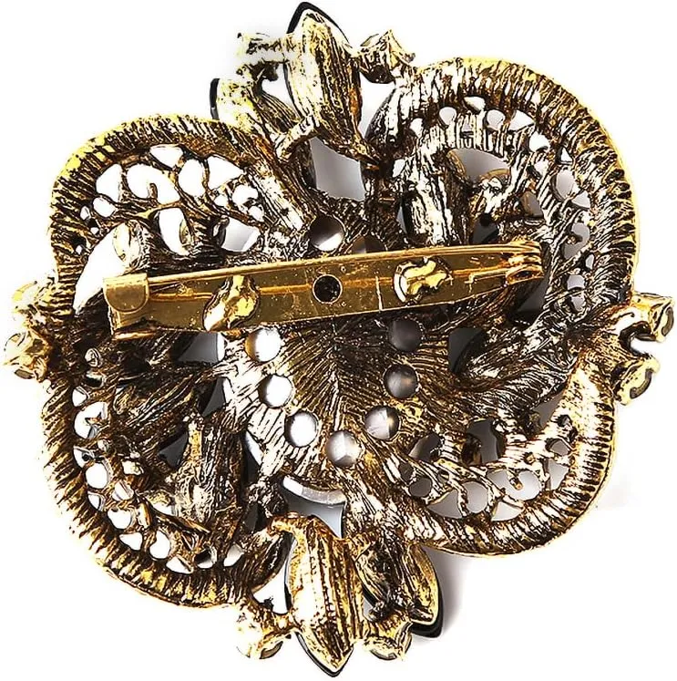 XGALBLA Flower Crystal Rhinestone Statement Brooch Pin Personality Dress Jewelry Accessory for Women