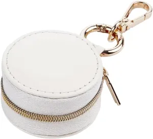 Ximimark 1pcs Chic Mini Hanging Jewelry Box - 1.97" Faux Leather, Waterproof Organizer for Rings, Earrings, Necklaces & Accessories with Decorative Zipper