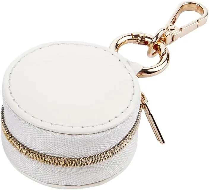 Ximimark 1pcs Chic Mini Hanging Jewelry Box - 1.97" Faux Leather, Waterproof Organizer for Rings, Earrings, Necklaces & Accessories with Decorative Zipper
