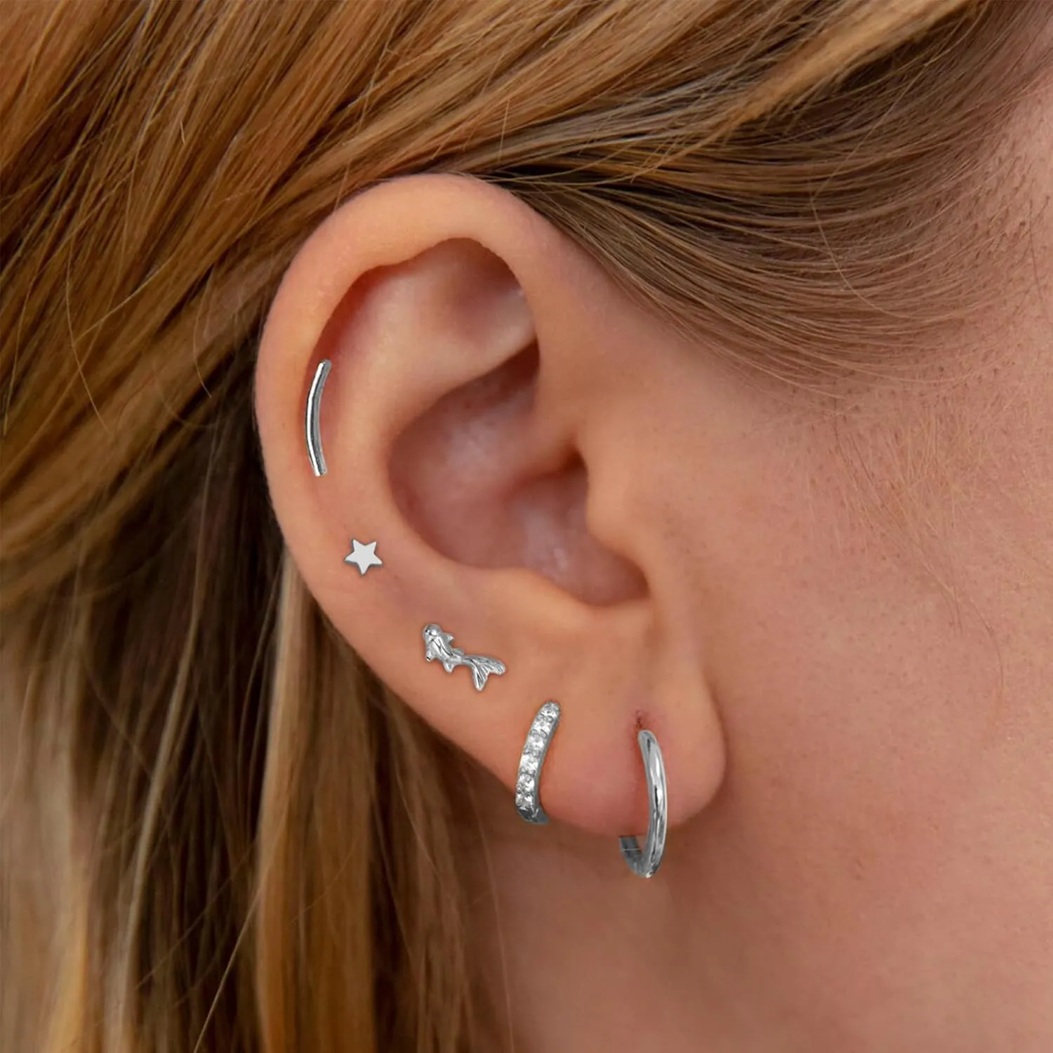 Xpircn Helix Conch Piercing Jewelry for Women 16G 6mm 8mm ASTM F136 Titanium Cartilage Flat Back Earring Stud