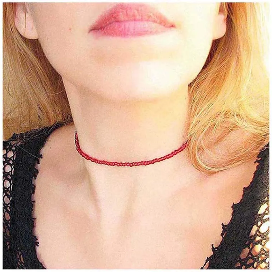 Yalice Boho Choker Necklace Chain Rice Beaded Necklaces Summer Surfer Costume Neck Accessories for Women