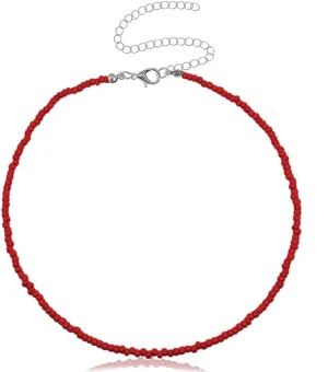 Yalice Boho Choker Necklace Chain Rice Beaded Necklaces Summer Surfer Costume Neck Accessories for Women
