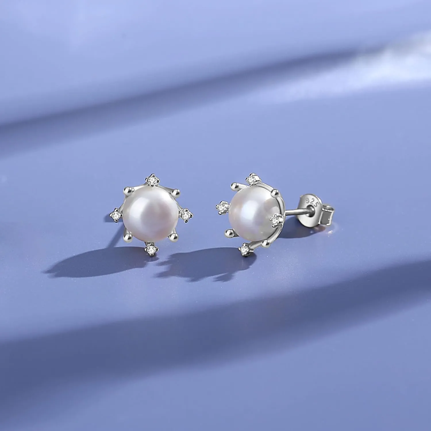 YAMI Pearl Necklace and Earring Set for Women, 925 Sterling Silver 10MM Cultured Pearls Pendant Necklace Pearl Stud Earrings Jewelry Set, 18Inch 2" Box Chain, Gifts for Mother Wife Her