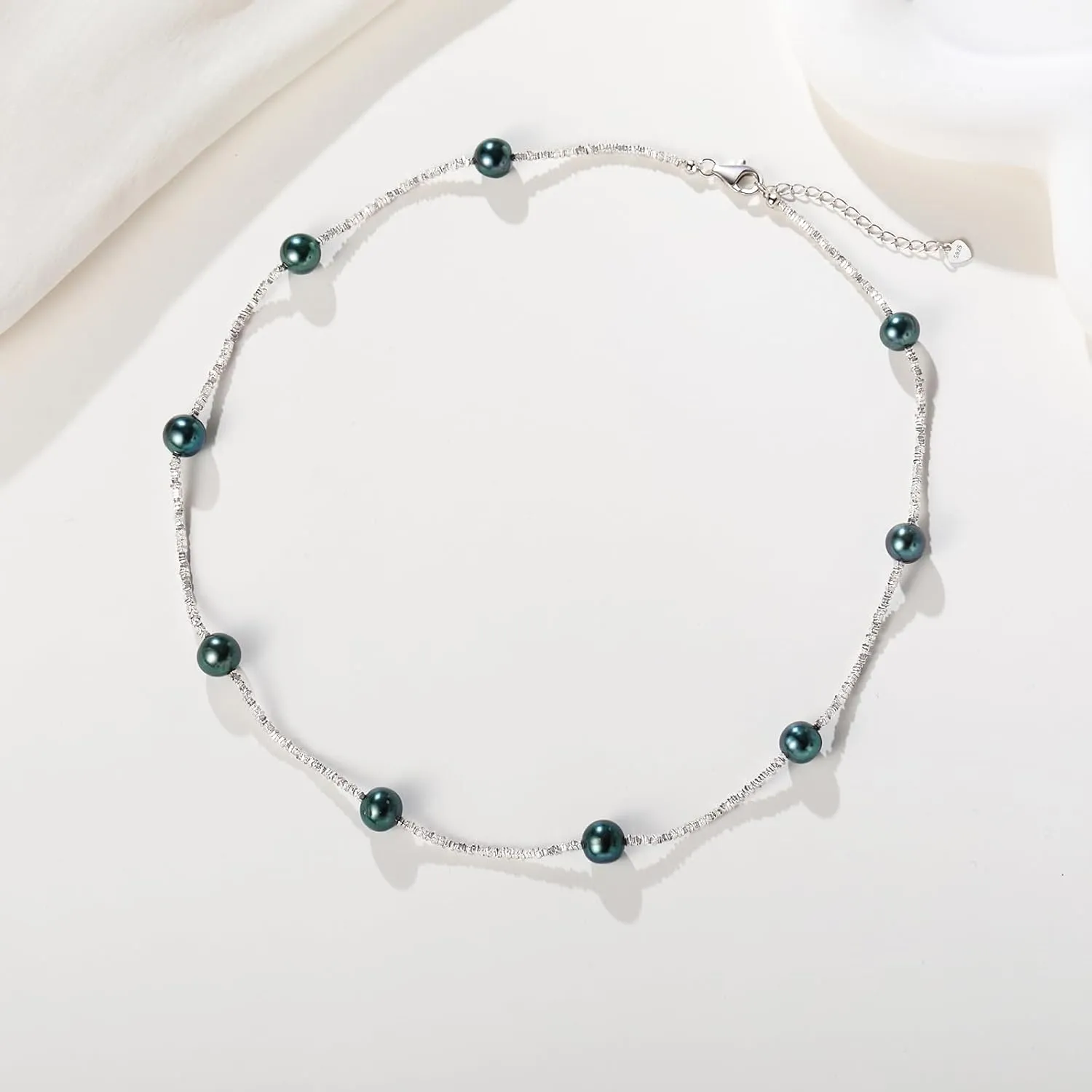 YAMI Pearl Necklace and Earrings Set - Natural Cultured Pearls with 925 Sterling Silver Nuggets, Luxury Jewelry Set for Weddings, Formal Events, or Everyday Wear, 18 2IN