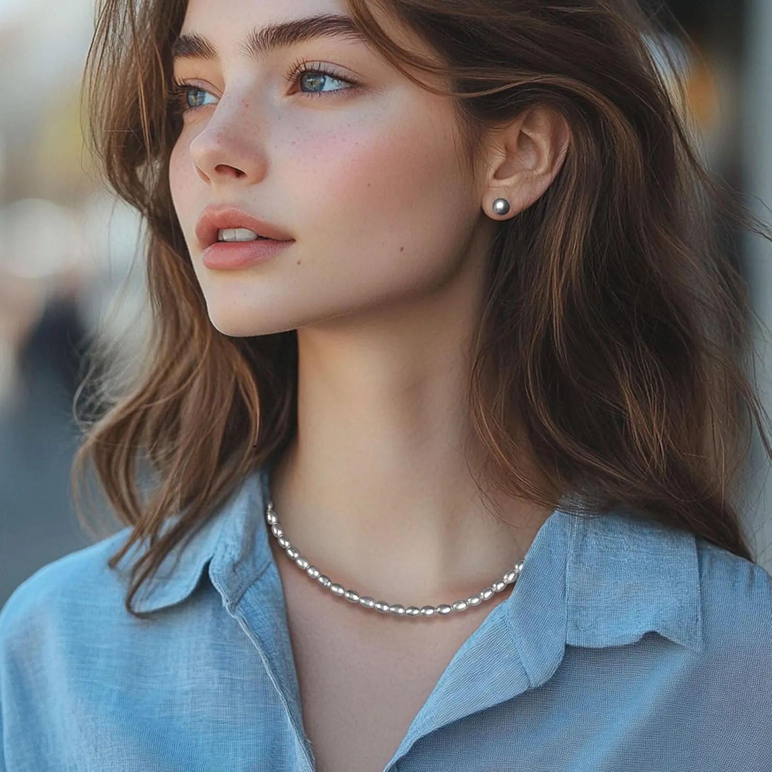 YAMI Pearl Necklace, Natural Saltwater/Freshwater Cultured Pearls with 925 Sterling Silver Clasp, Elegant Anniversary & Mother's Day Jewelry Gift for Women, Grey/Black/Purple/Pink Pearl