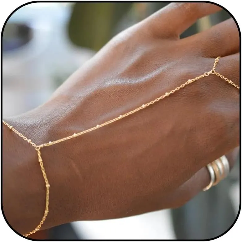 YANCHUN Hand Chain Bracelet Ring Bracelet Hand Chain Trendy Gold Bracelets Adjustable Rhinestone Hand Jewelry Gifts for Women