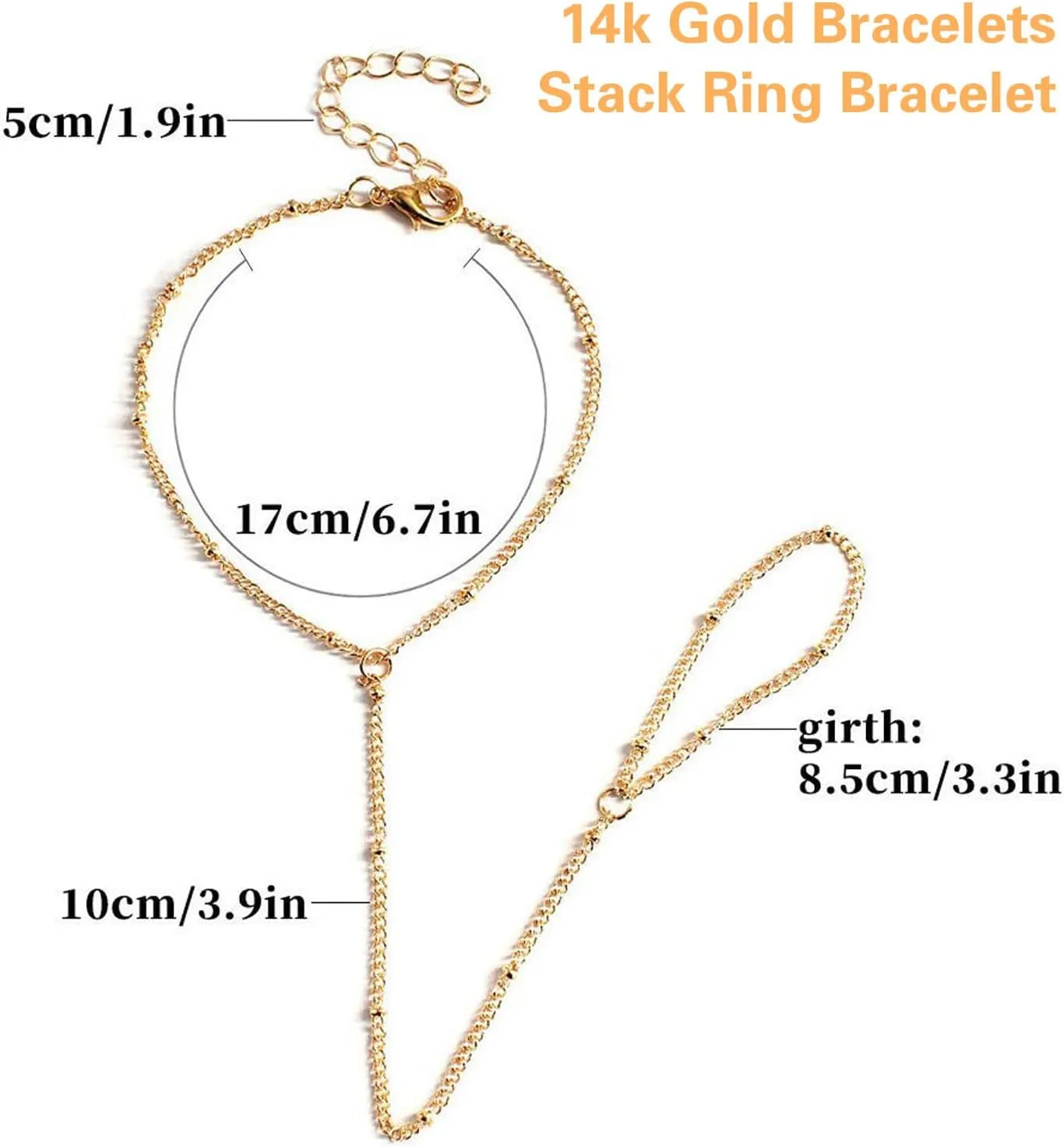 YANCHUN Hand Chain Bracelet Ring Bracelet Hand Chain Trendy Gold Bracelets Adjustable Rhinestone Hand Jewelry Gifts for Women
