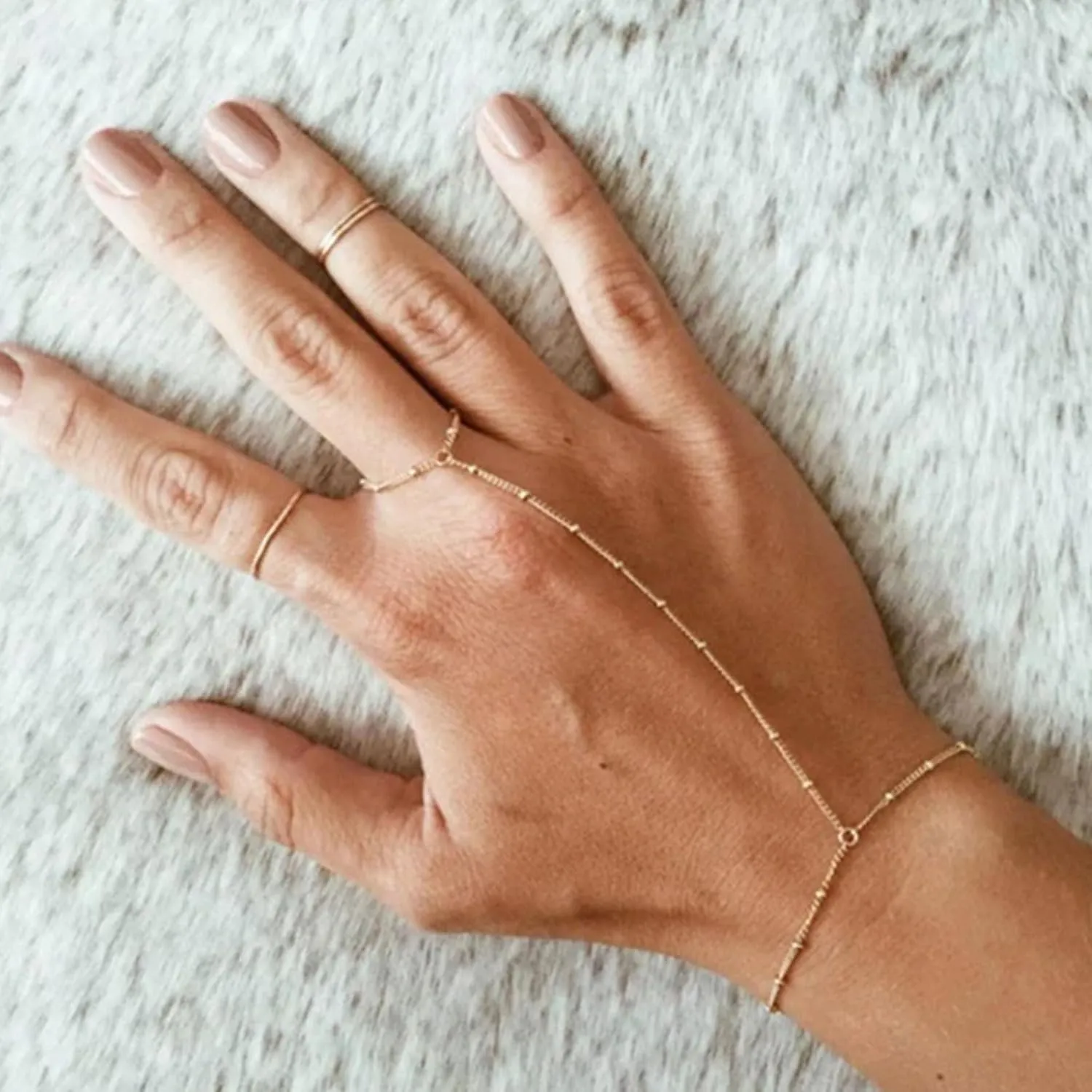 YANCHUN Hand Chain Bracelet Ring Bracelet Hand Chain Trendy Gold Bracelets Adjustable Rhinestone Hand Jewelry Gifts for Women