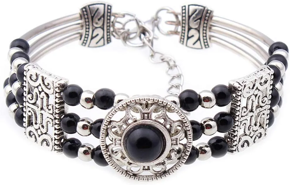 YAZILIND Tibetan Silver Turquoise Beads Friendship Bracelets Natural Stone Beach Jewelry Bracelet Bangle