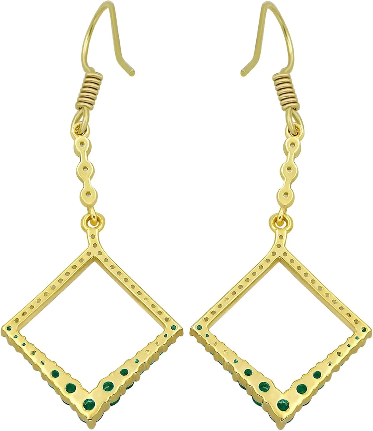 Yellow Gold Plated Simulated Ruby/Emerald/Blue Sapphire and Simulated Diamond Dangle Earrings For Women, Jewelry Christmas Gifts For Mom Wife Her