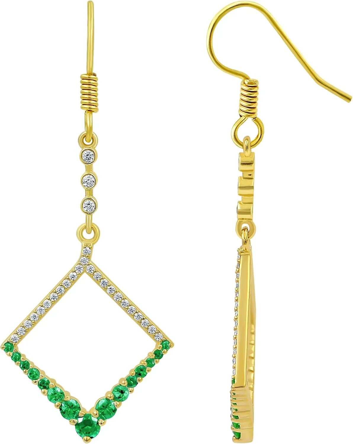 Yellow Gold Plated Simulated Ruby/Emerald/Blue Sapphire and Simulated Diamond Dangle Earrings For Women, Jewelry Christmas Gifts For Mom Wife Her