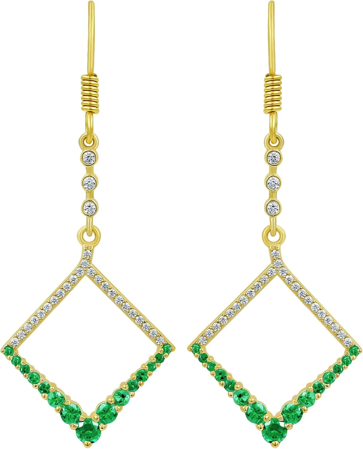 Yellow Gold Plated Simulated Ruby/Emerald/Blue Sapphire and Simulated Diamond Dangle Earrings For Women, Jewelry Christmas Gifts For Mom Wife Her