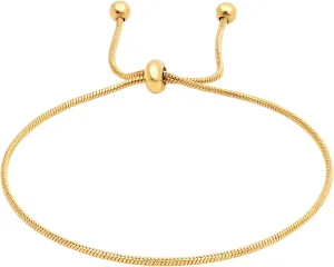 Yowivon Gold Plated Bracelets for Women Trendy Dainty Adjustable Bolo Bracelets Tennis Beaded Bracelet Tarnish Free Gold Plated Fashion Jewelry Gifts for Her