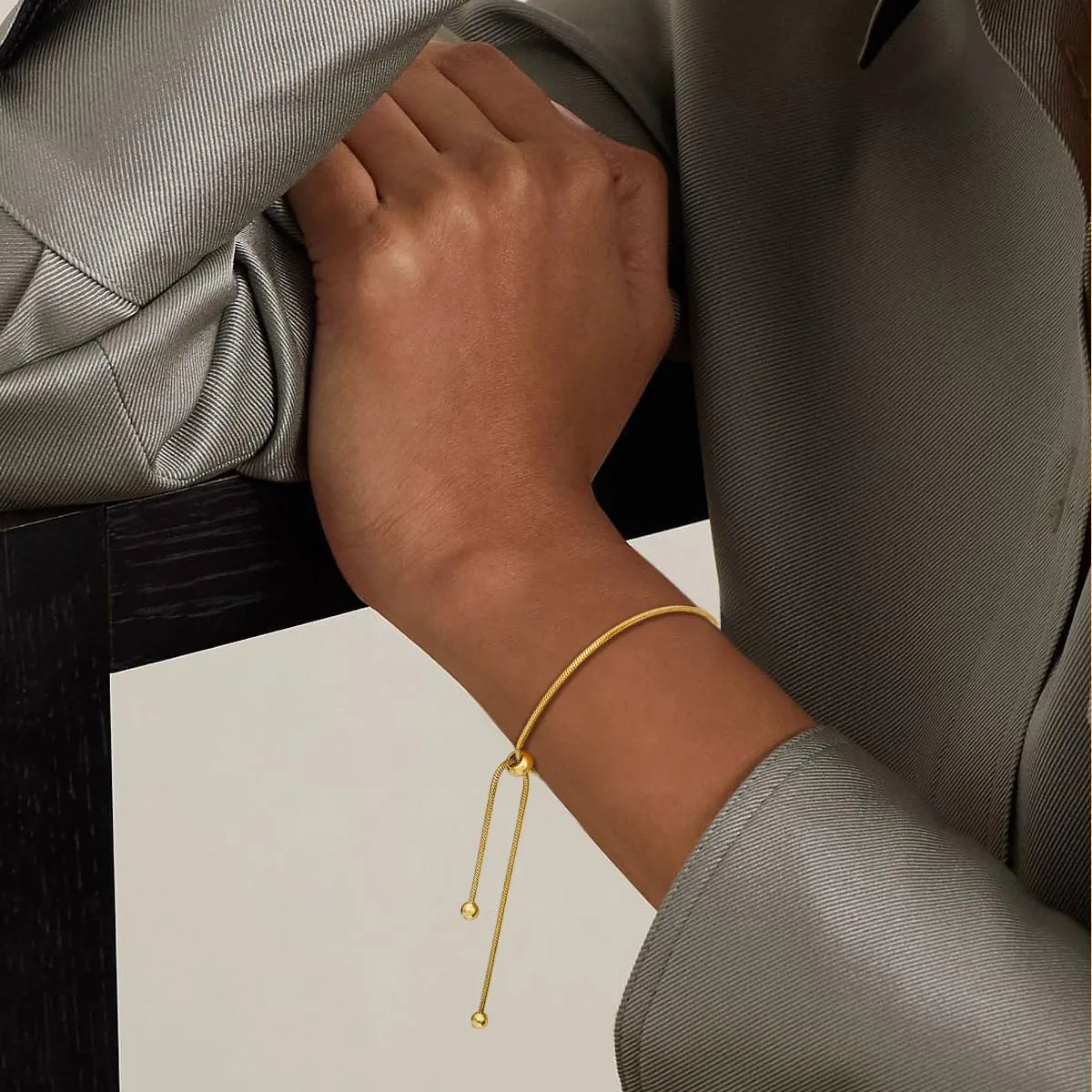 Yowivon Gold Plated Bracelets for Women Trendy Dainty Adjustable Bolo Bracelets Tennis Beaded Bracelet Tarnish Free Gold Plated Fashion Jewelry Gifts for Her