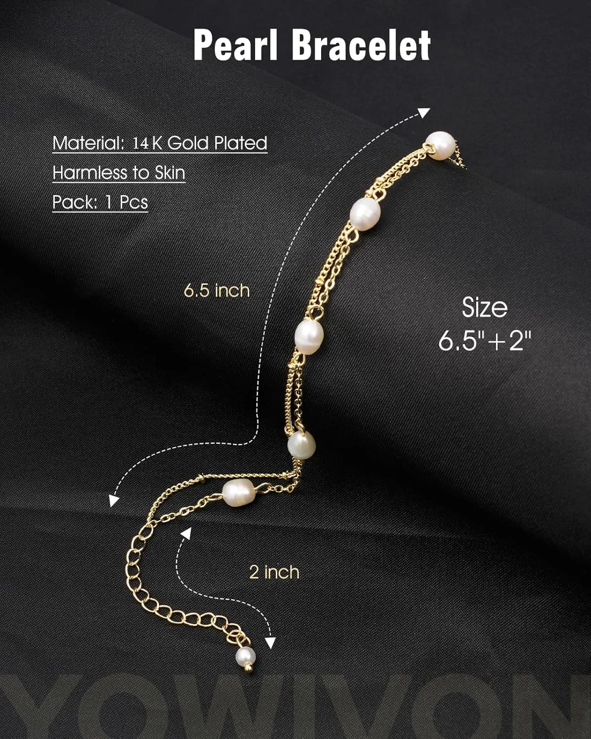 Yowivon Gold Plated Bracelets for Women Trendy Dainty Adjustable Bolo Bracelets Tennis Beaded Bracelet Tarnish Free Gold Plated Fashion Jewelry Gifts for Her