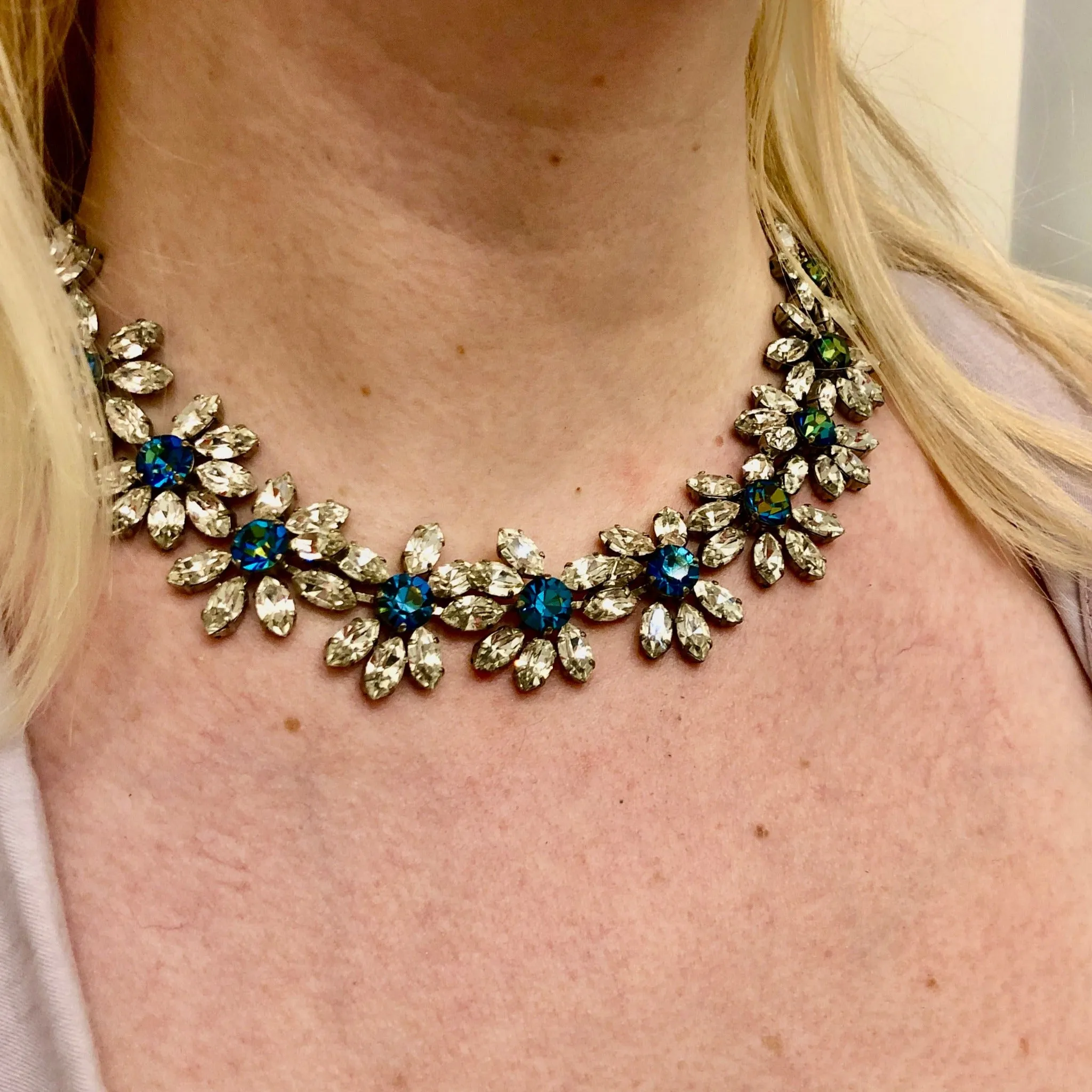 Yves Saint Laurent Vintage Crystal Flower Necklace
