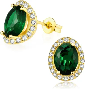 Zaano Emerald Crystal Earrings Pearl Drop Dangle Earring 14k Gold Plated Stud Huggie Earrings Vintage Long Short Jewelry Gifts