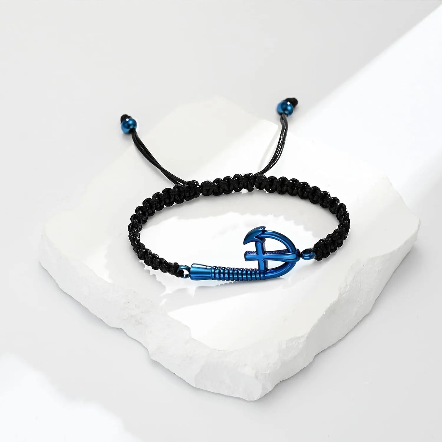 zeqingjw Urn Bracelet for Ashes Fish Hook Cremation Bracelet for Ashes Rope Ash Bangle for Men Women Keepsake Pendant Memorial Jewelry Gifts
