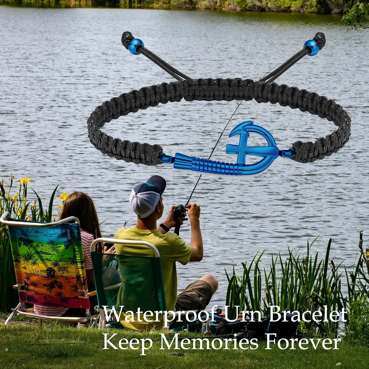 zeqingjw Urn Bracelet for Ashes Fish Hook Cremation Bracelet for Ashes Rope Ash Bangle for Men Women Keepsake Pendant Memorial Jewelry Gifts