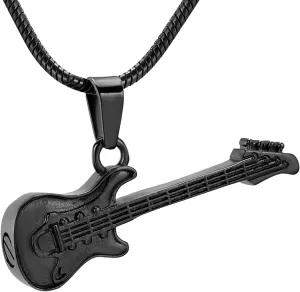 ZEZILE Custom Name Stainless Steel Guitar Shape Necklace For Men Pendants Snake Chain Men Necklaces