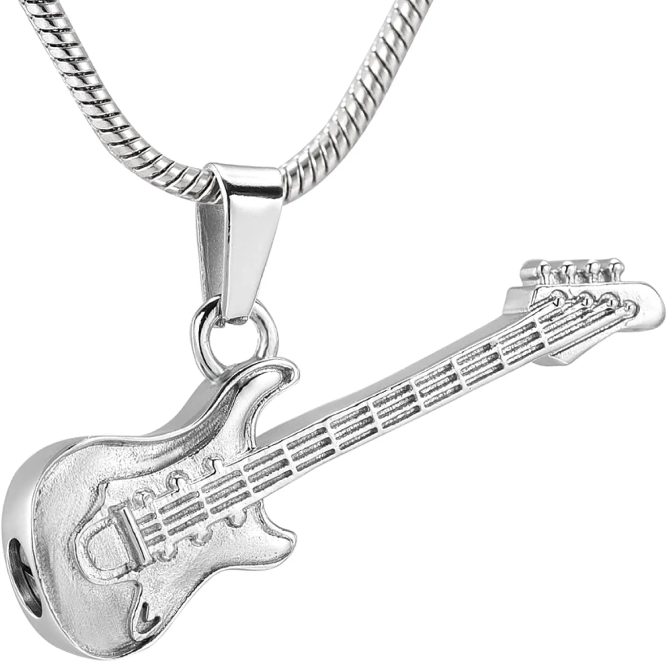 ZEZILE Custom Name Stainless Steel Guitar Shape Necklace For Men Pendants Snake Chain Men Necklaces
