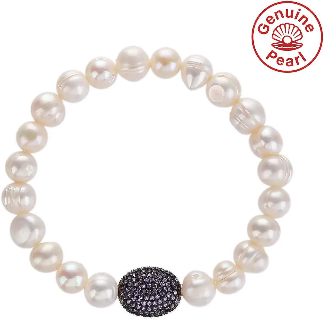 ZVVBOO Freshwater Cultured Pearl Stretch Bracelet For Women Trendy CZ Charm Bracelets Fine Party Jewelry Gifts