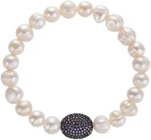ZVVBOO Freshwater Cultured Pearl Stretch Bracelet For Women Trendy CZ Charm Bracelets Fine Party Jewelry Gifts
